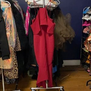 Burgundy dress with flounce